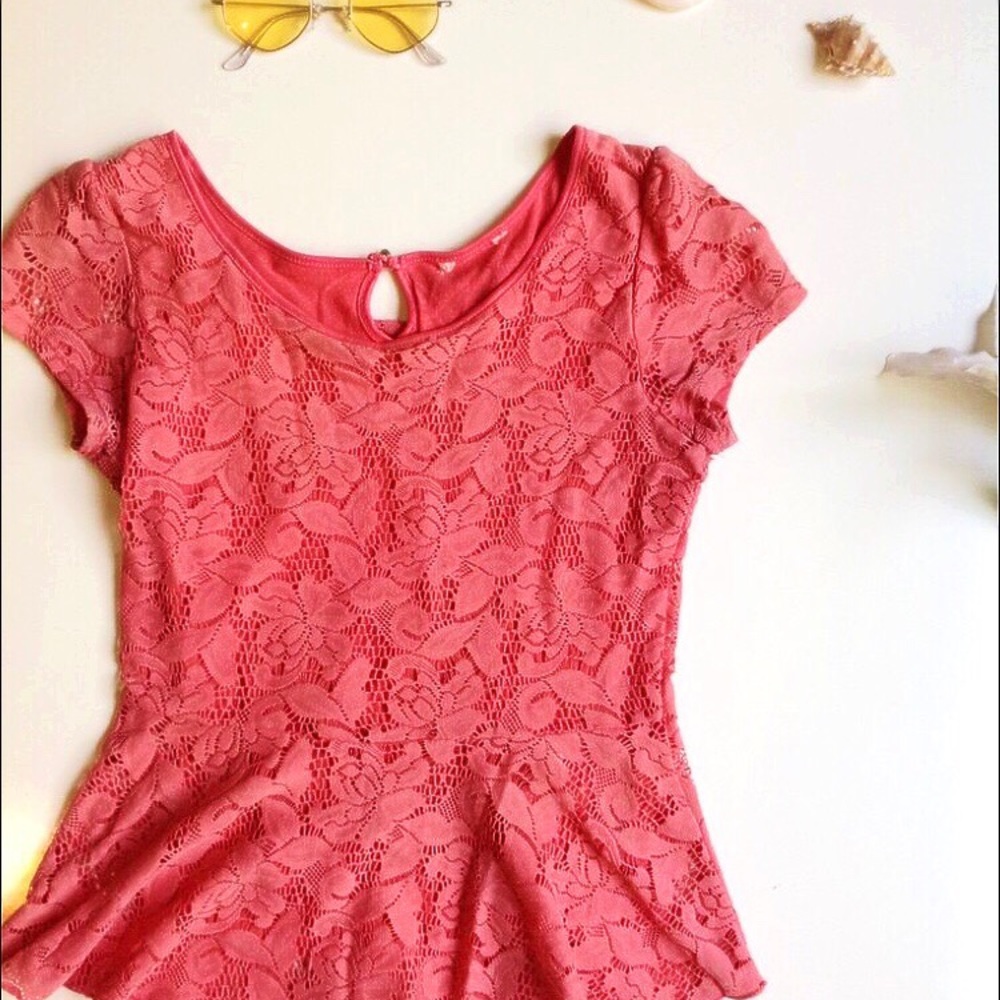 H&M Pink Lace Flare out Top